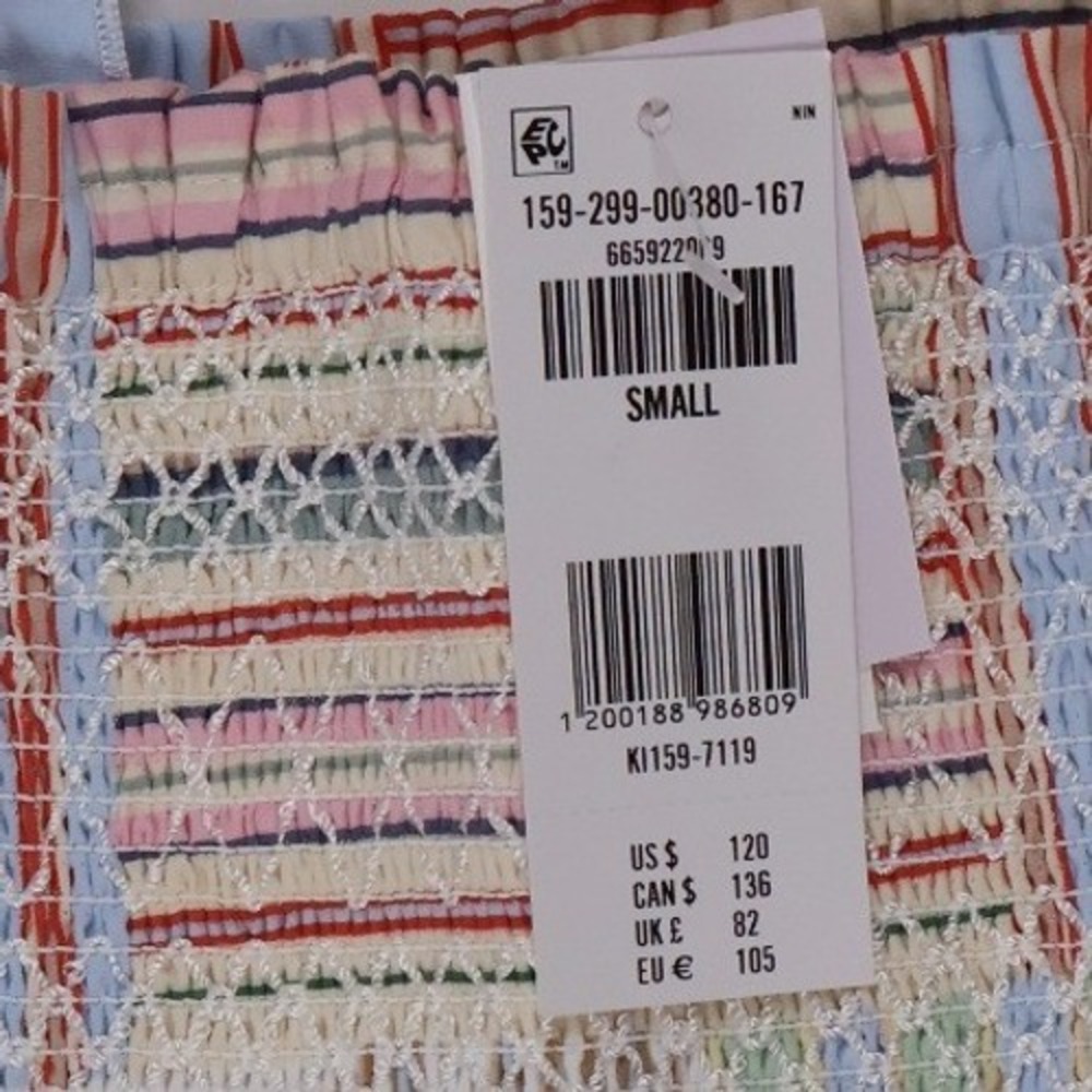 Abercrombie & Fitch Maxi Dress Patchwork Smocked Multi Color Small NWT MSRP $120 - Picture 3 of 10